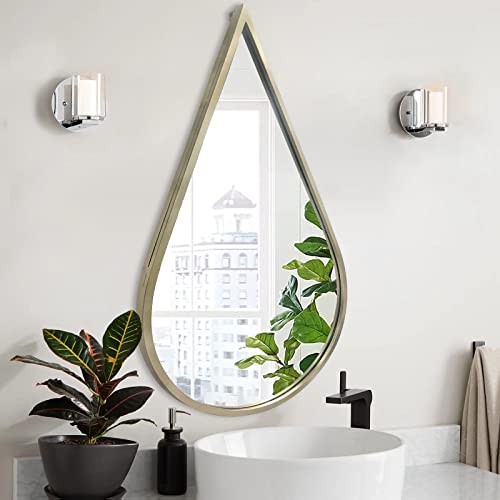 Wall Mirror Decorative Mirrors Mounted Decor Tear Drop Shape Wall-Mounted Gold