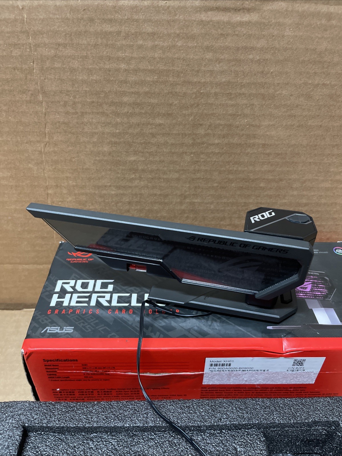 ASUS ROG Herculx Graphics Card Anti-Sag Holder, Incl Spirit Level, Aura Sync RGB