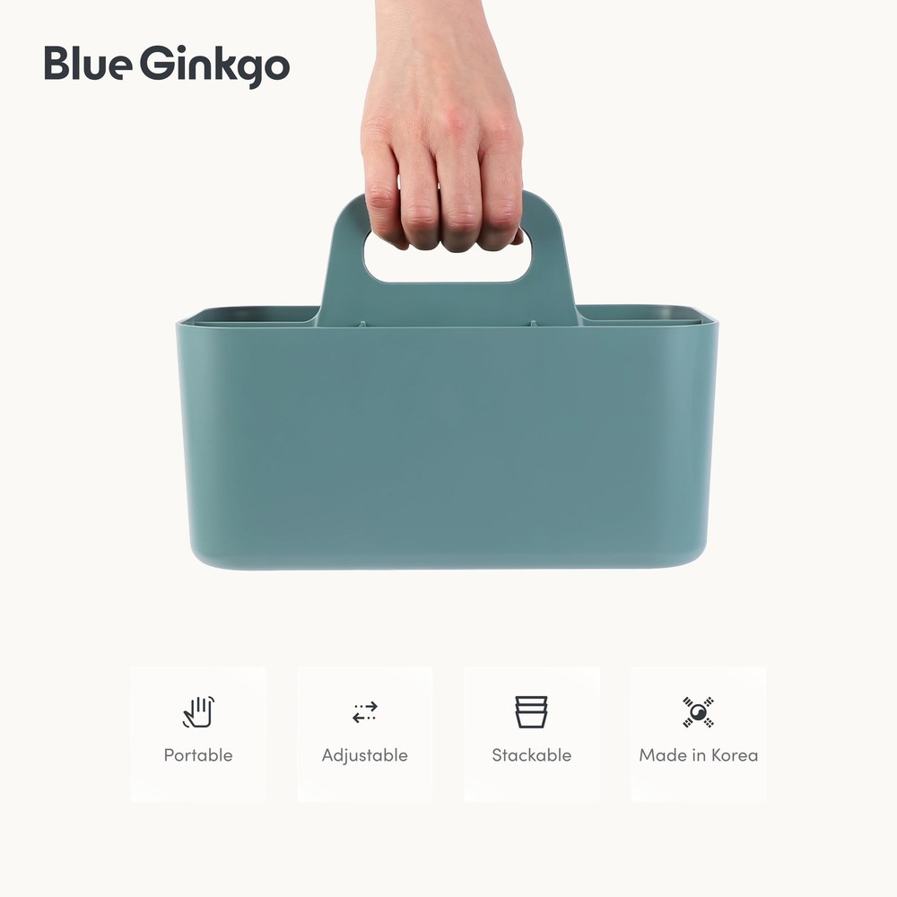 BLUE GINKGO Stackable Organizer Caddy – Korean-Made Portable Tote for Bathroo...