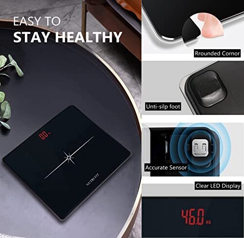 Digital Scale for Body Weight Precision Bathroom Weighing Scale Step-On Techn...