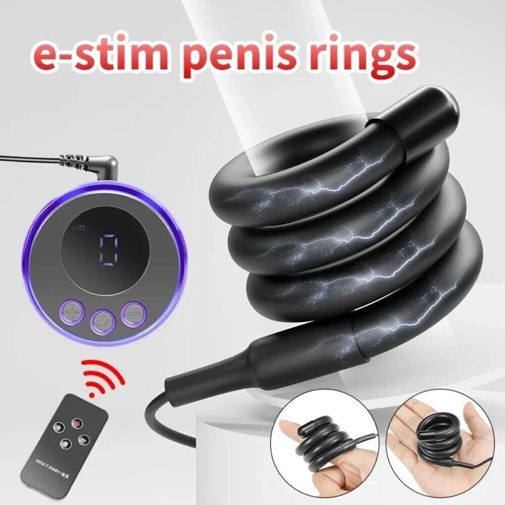 Electric E-Stim Penis Stretcher Enhancer Ball-Scrotum-Ring-Delay-Ejaculation Men