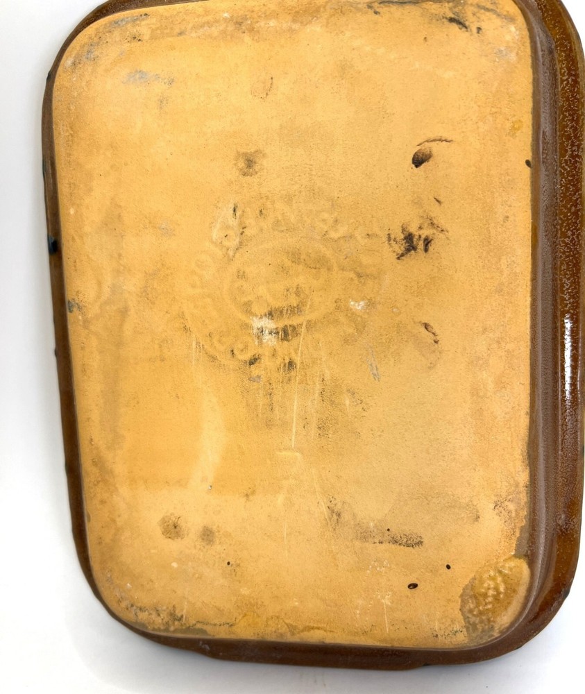 Vtg Rustic Handmade Pottery Tray, Hand Painted