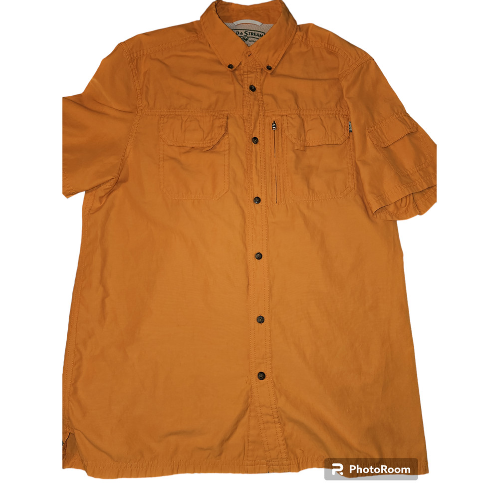 Field and Stream orange Button Up shirt size Medium