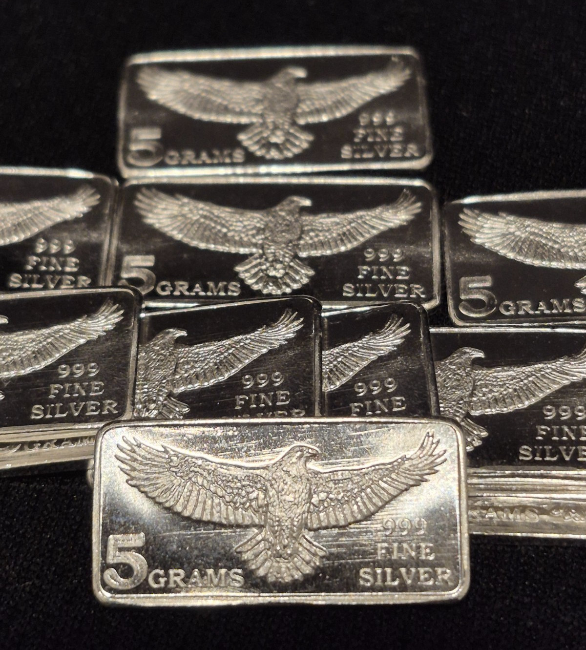 Silver Bullion Lot-8 Grams of Silver in Total-5g Bar & 3-1g Fractional Pieces