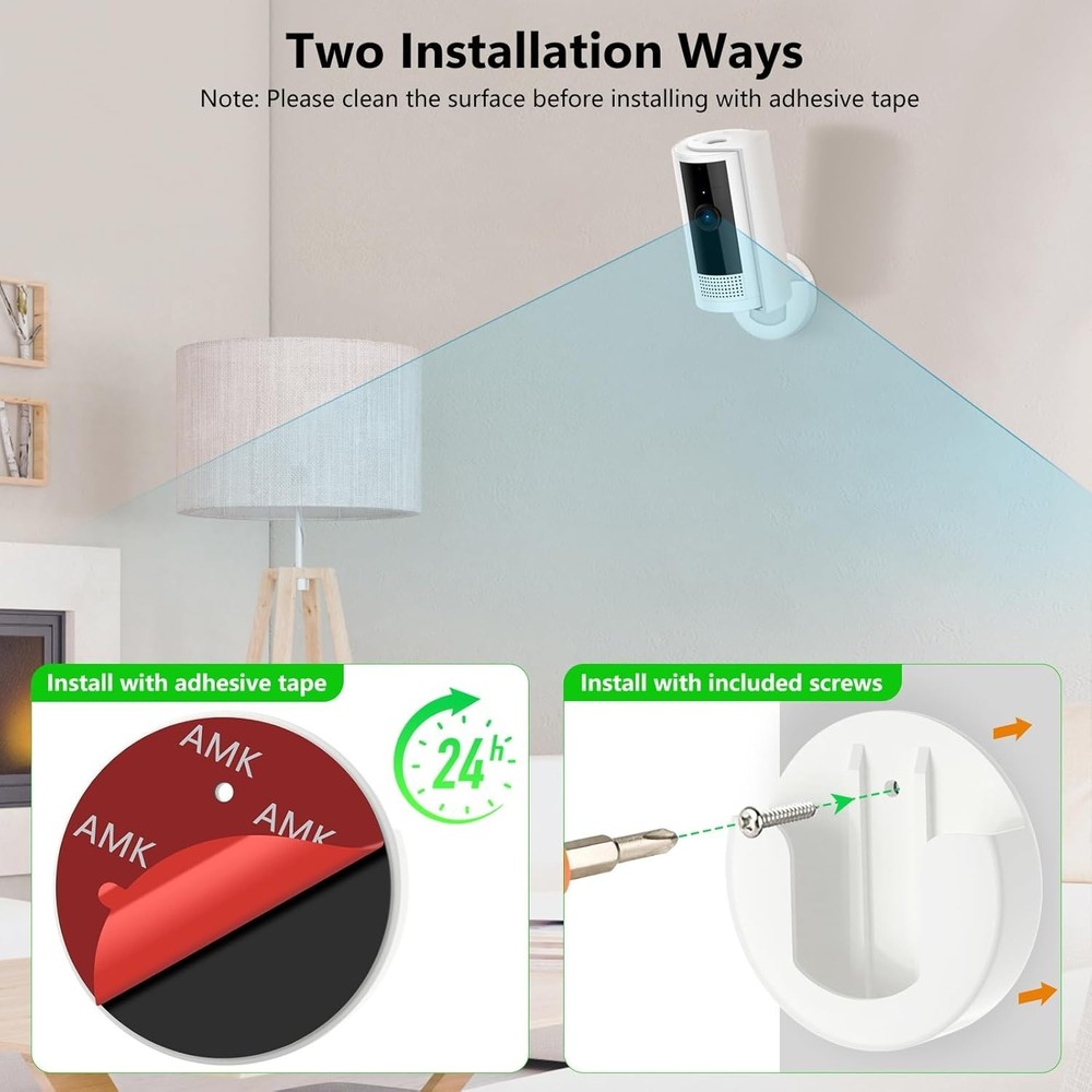 Adhesive Wall Mount Bracket for Ring Indoor Cam - Effortless Installation 2 Pack