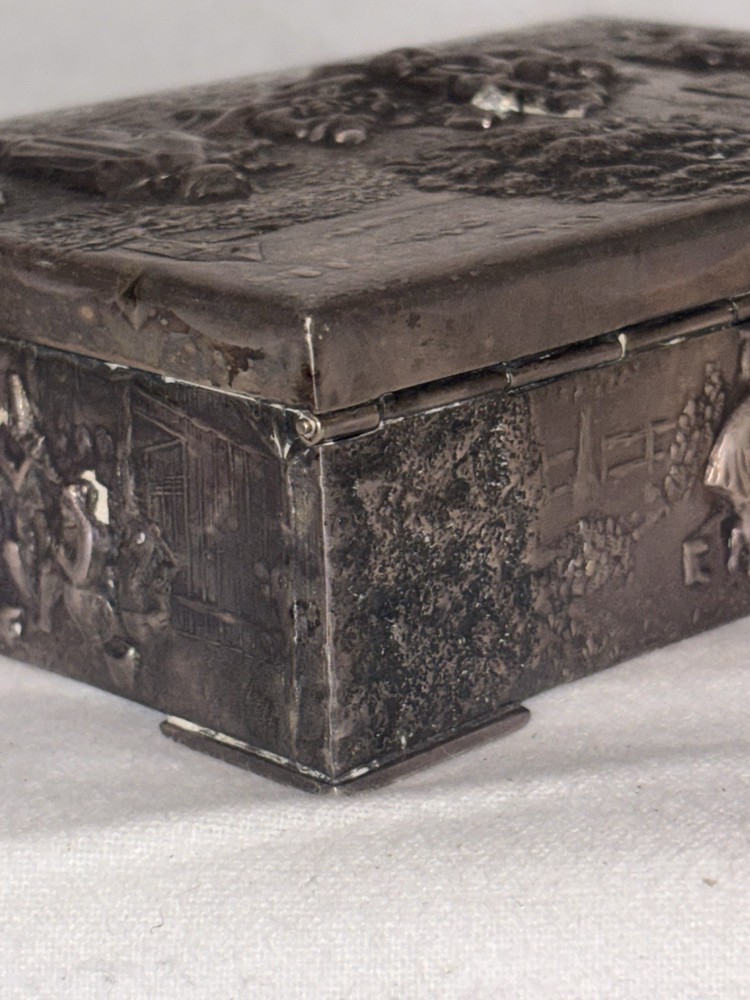 Silver Plated Embossed Box with Cedar-Lined Interior 1920s Hans Jensen Repousse