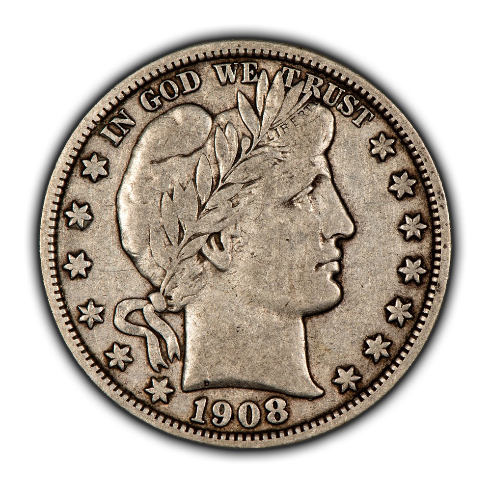 1908-D 50c Barber Silver Half Dollar - VF - SKU-H3023
