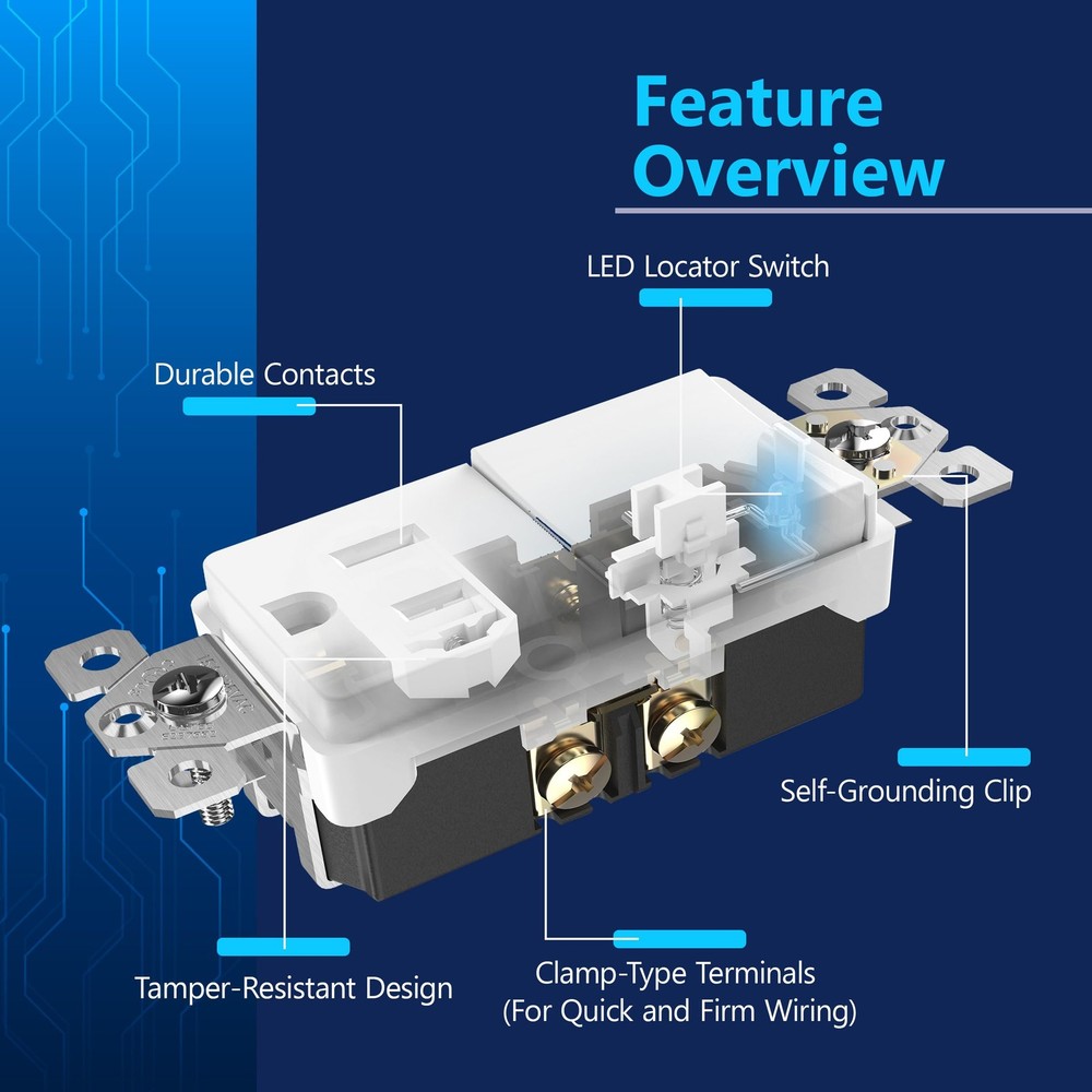 Matte Finish Lighted Combination Decorator Switch And Tamperresistant Receptacle
