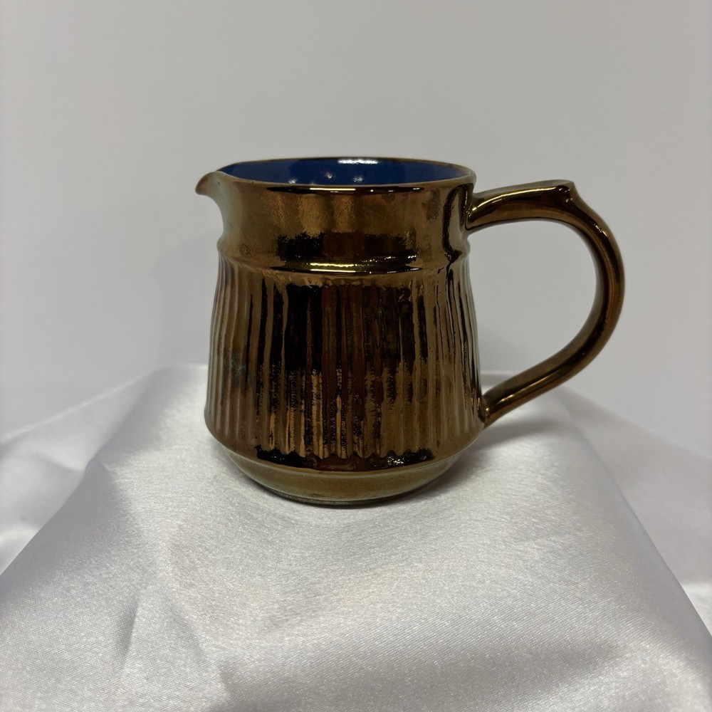 Welsh Copper Lustre Pitcher with Vertical Pattern Vintage