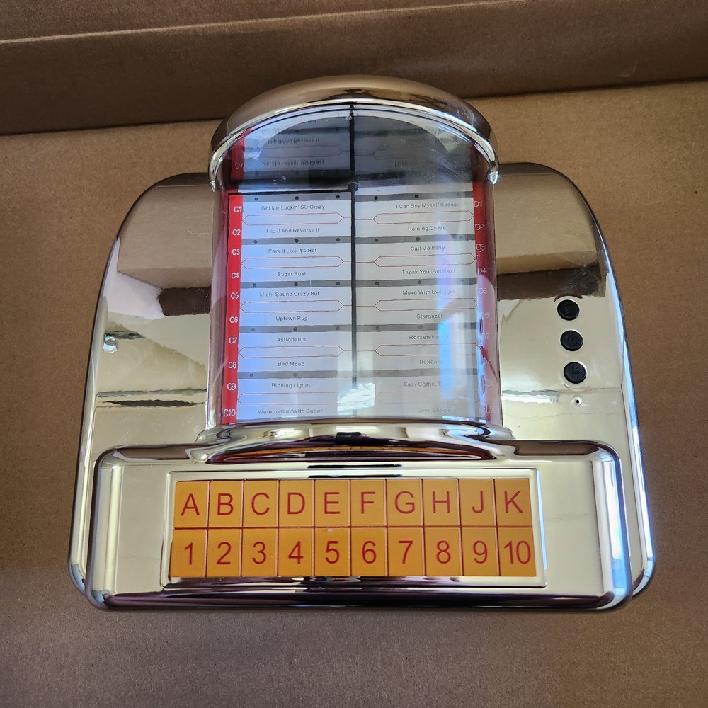 Diner Jukebox Tabletop Bluetooth Speaker Chrome Plated Retro Silver - Used