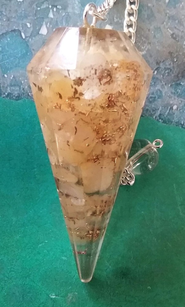 ORGONE CITRINE DOWSING PENDULUM, Yellow CITRINE PENDULUM, Orgone Pendulum