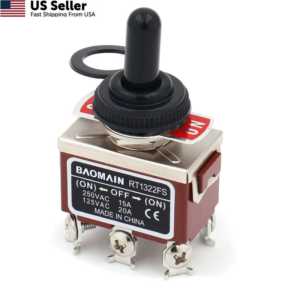 Baomain 1-Pack Waterproof Toggle Switch silvery,brown,black