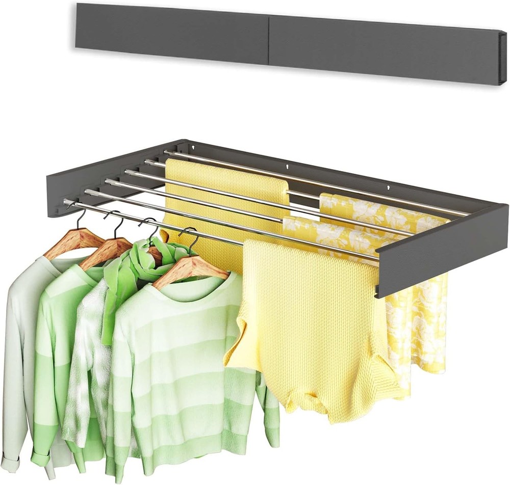 Wall Mounted Clothes Drying Rack 32" Foldable Wall Mount Laundry Rack Folding