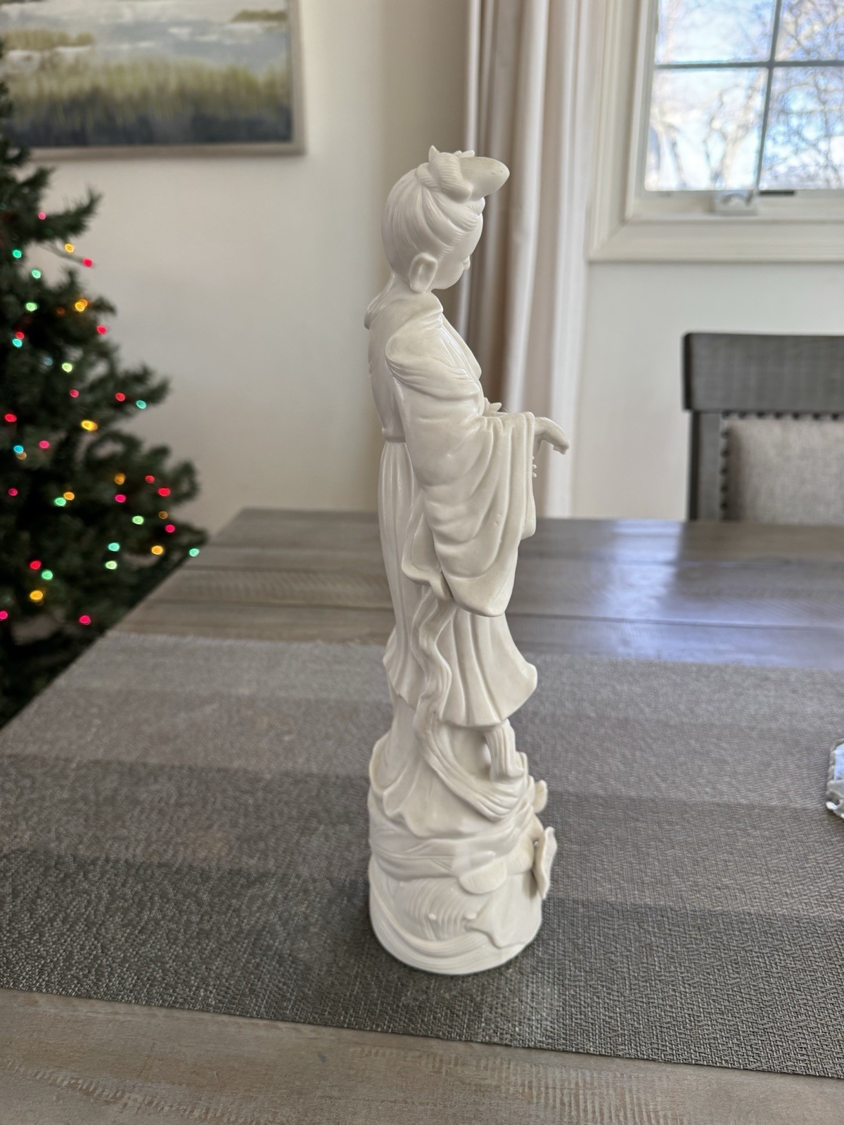 14” Porcelain Guanyin Figure Statue Marked Japan