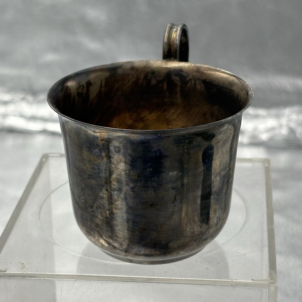 VTG Silverplate Baby Cups Godinger Teddy Bear Leonard Hong Kong Nursery Patina