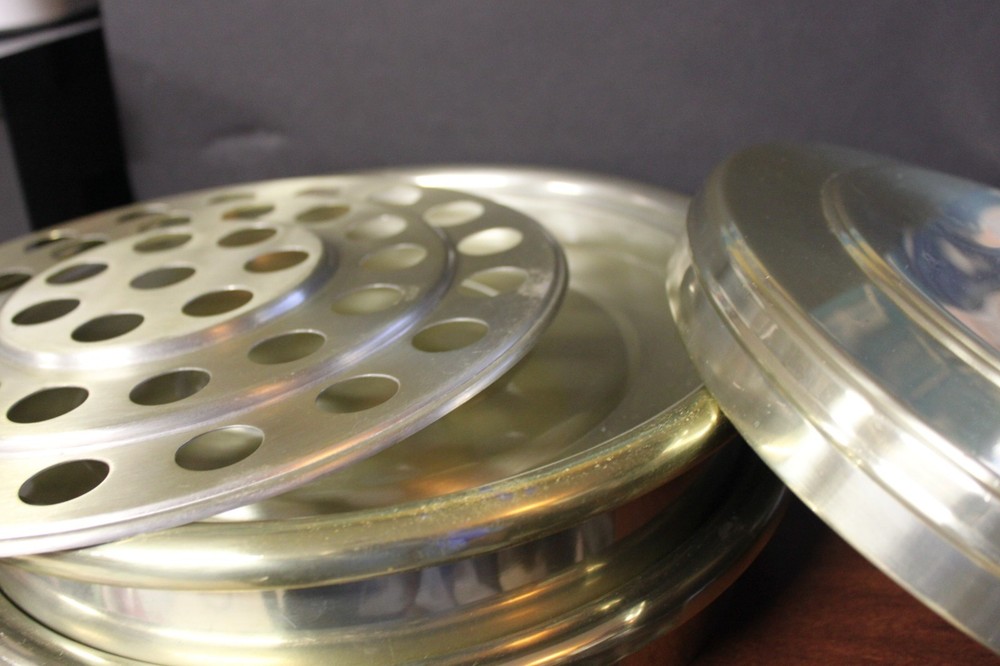 Vintage Churchware Two Stack Gold Tone Communion Set