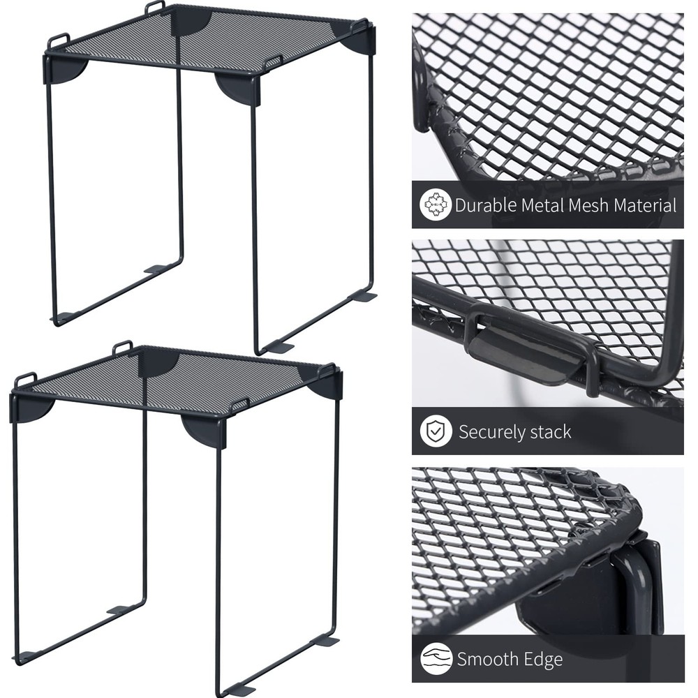Pack 2, Mesh Locker Shelf, Stackable Extra Tall Locker Organizer, Collapsible...