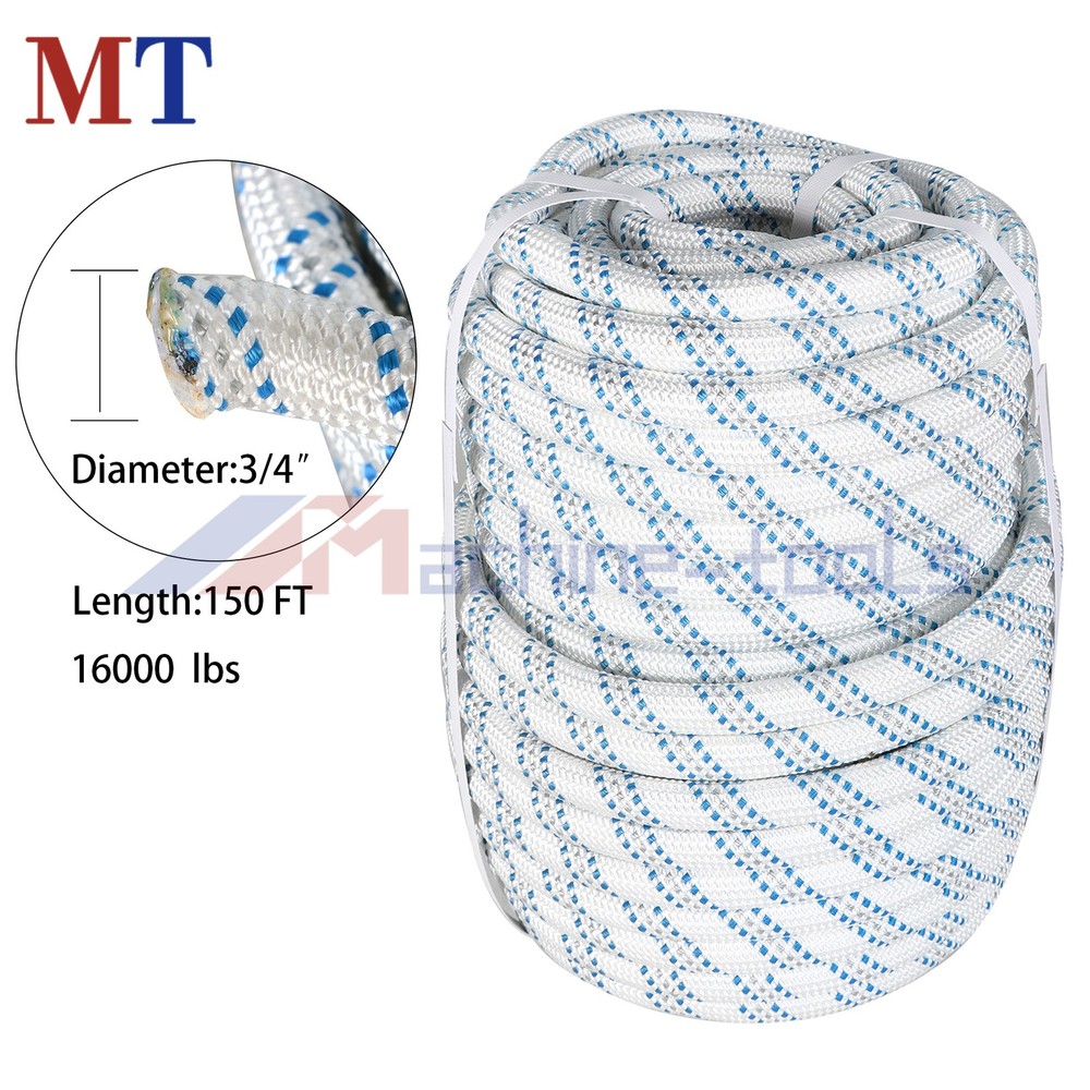 3/4" × 150' Pulling Rigging Line Double Braid Nylon Polyester Arborist Bull Rope