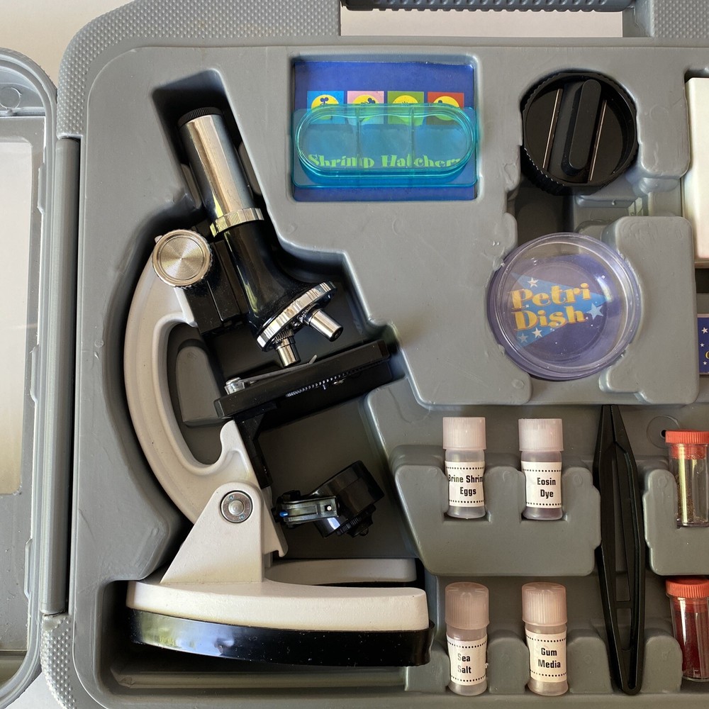 AmScope 52pc 120X-1200X Starter Compound Microscope Science Kit for Kids