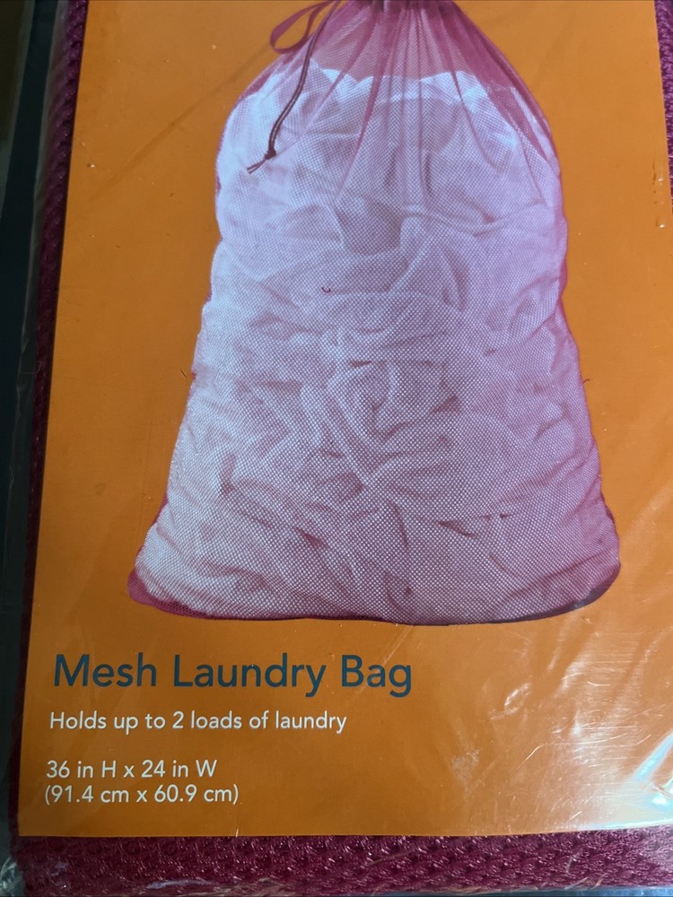 Room Essentials Mesh Laundry Bag 36in. x 24in. Large Drawstring Raspberry Red 2x