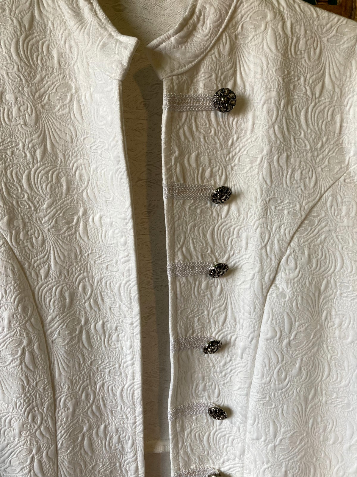 18th Century Colonial Coat Revolutionary White Damask Jacket Cosplay Halloween