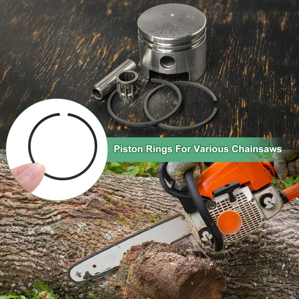 2-Pack Piston Ring Set 50mm x 1.5mm for Chainsaw Replacement [Black]