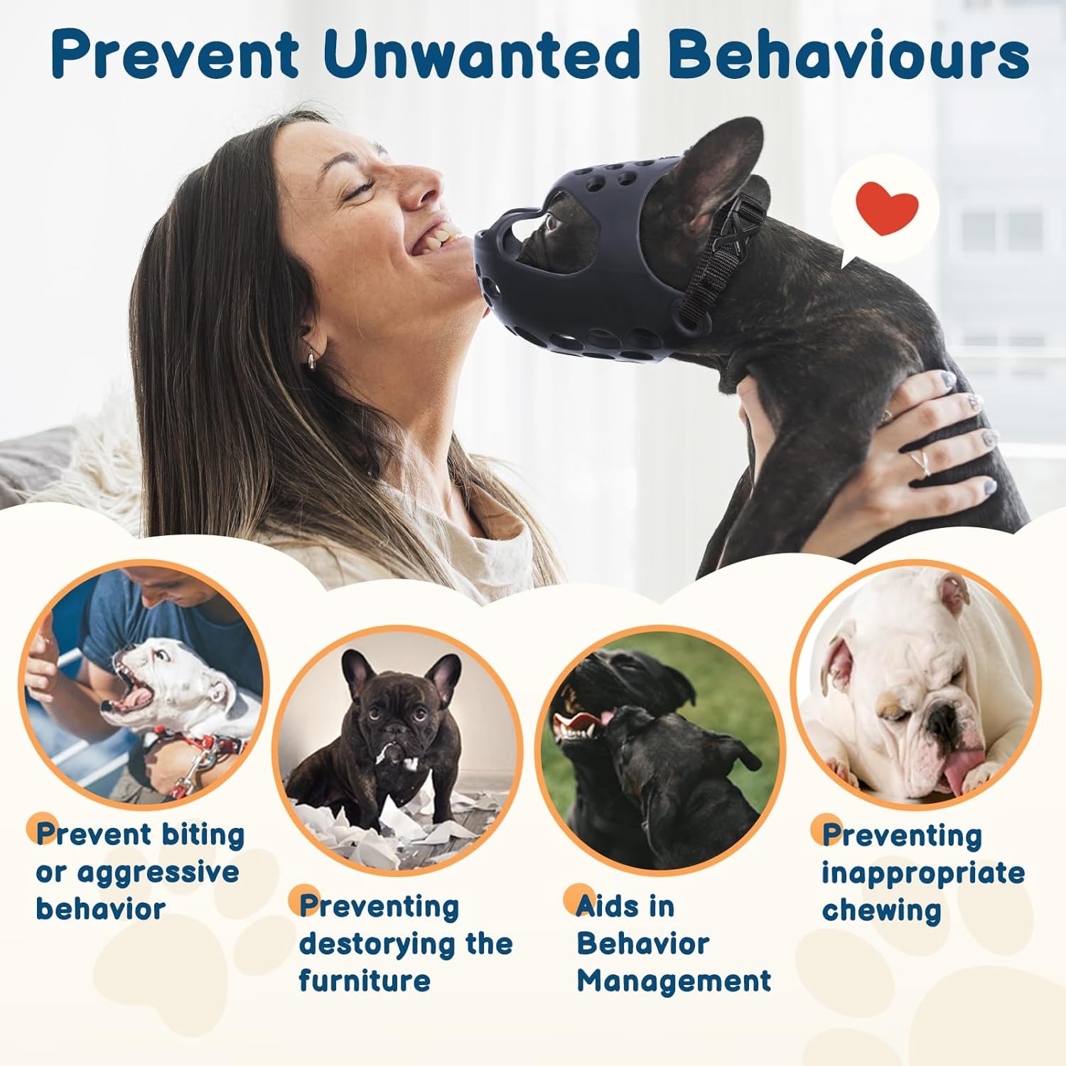 Short-Muzzled Dog Muzzle, Soft English Bulldog Muzzle