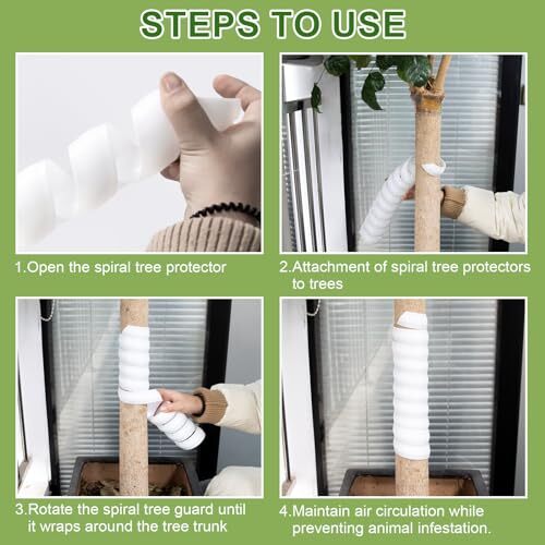 4 Pcs Tree Trunk Protector-2 Size Plastic Spiral Tree Guard Tree Trunk Protec...