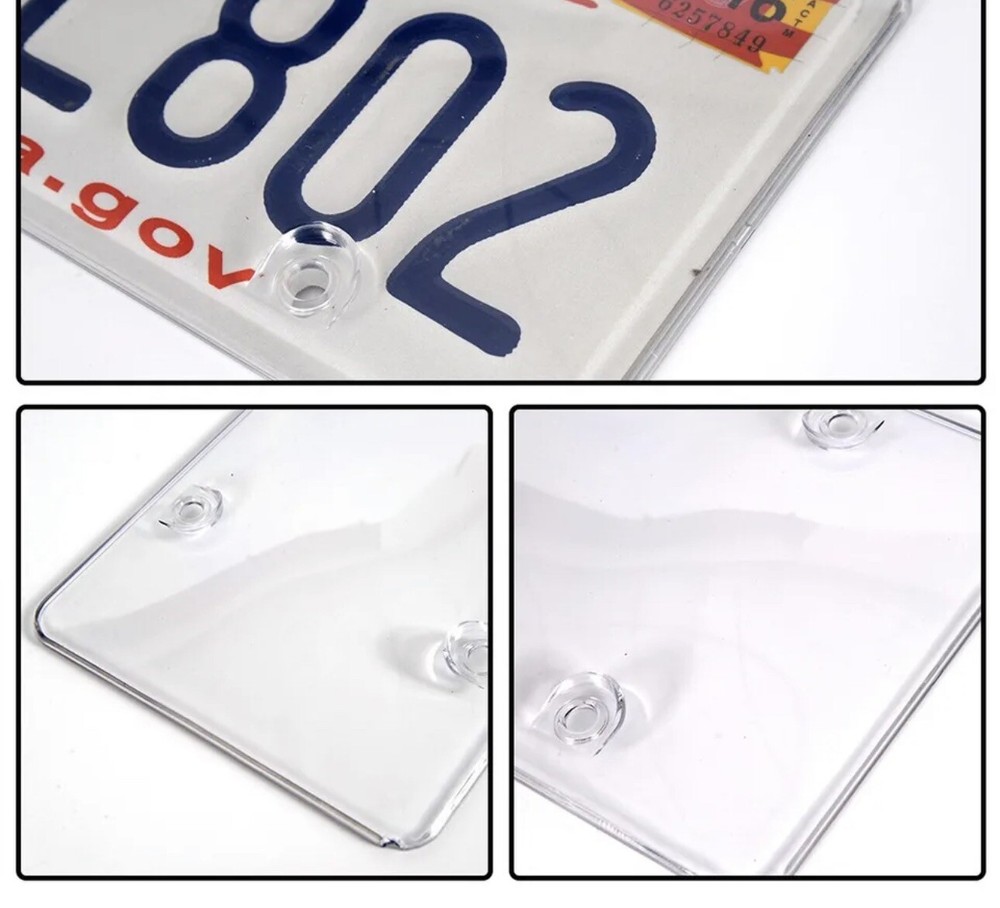 Zone Tech 2 Clear License Plate Tag Frame Covers Bubble Shields Protector Car