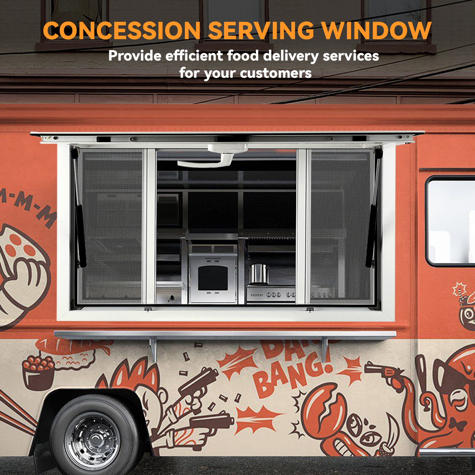 Concession Stand Trailer Serving Window Awning Food Truck Service Screen Windows