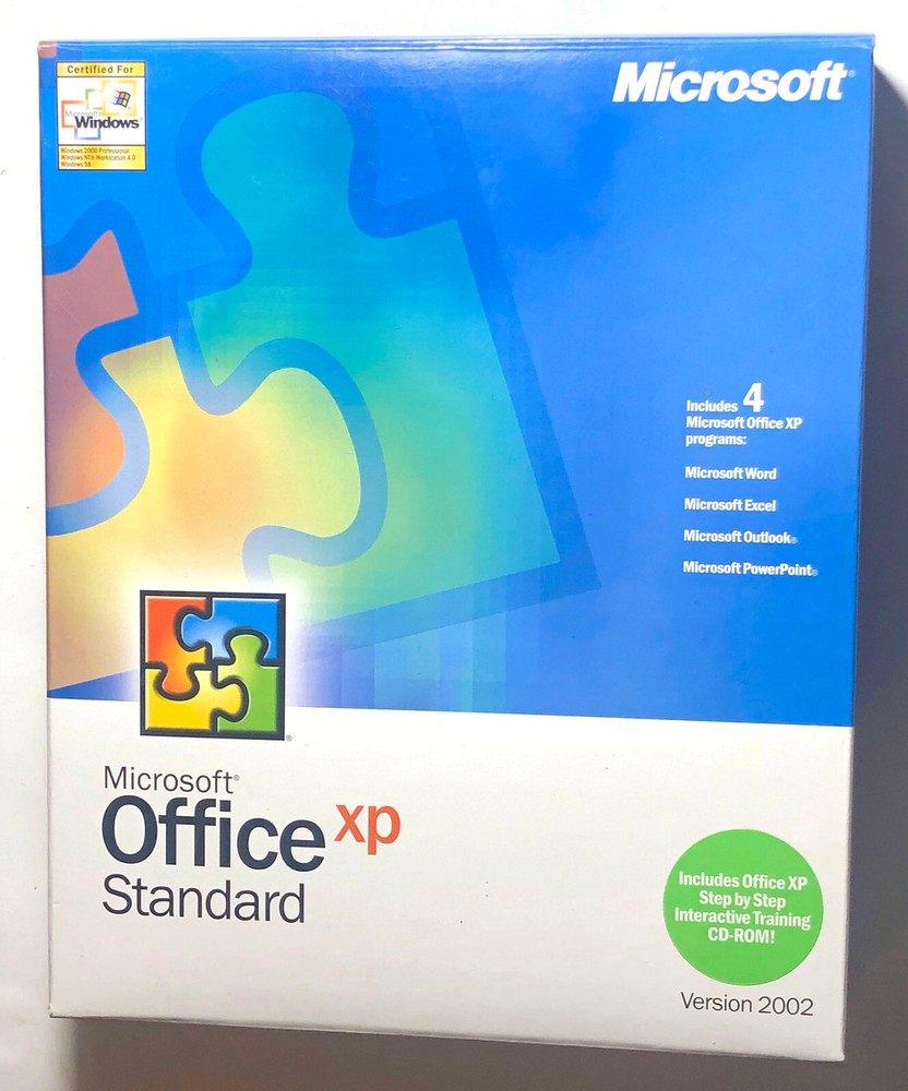 Microsoft Office XP Standard Version 2002 PC Computer Software Complete