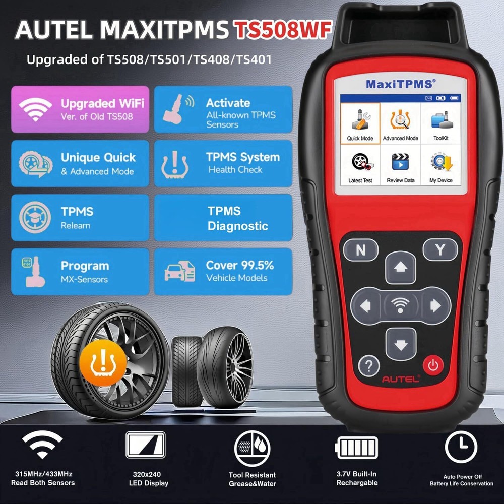 Autel MaxiTPMS TS508WF TPMS Relearn TPMS Sensors Activate Reset Programming Tool