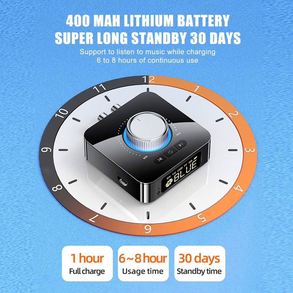 LED Digital Bluetooth 5.0 Receiver Transmitter Stereo AUX RCA USB Audio Adapter