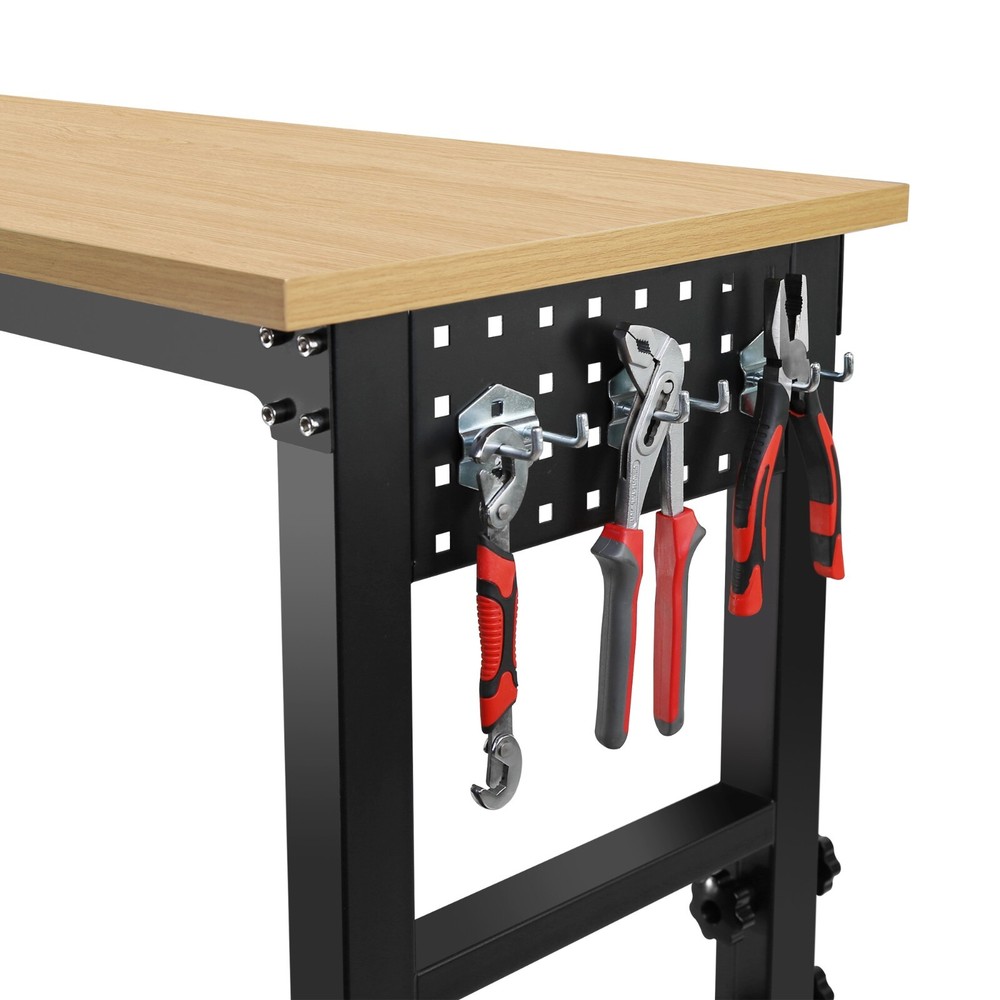 48"Rolling Adjustable Heavy Duty Workbench with Rubber Wood Top Working