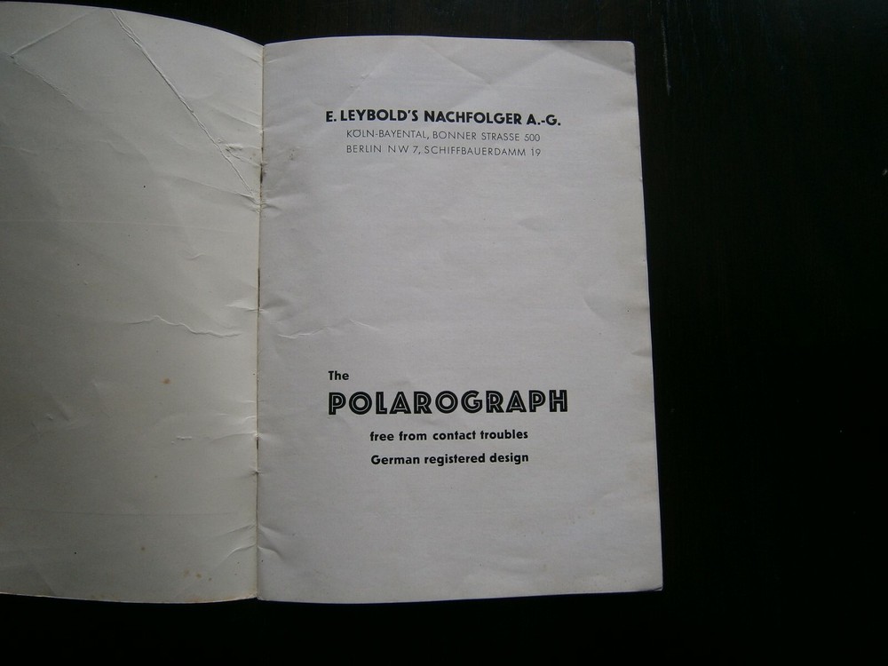 Polarograph Leybold's Nachfolger Catalog