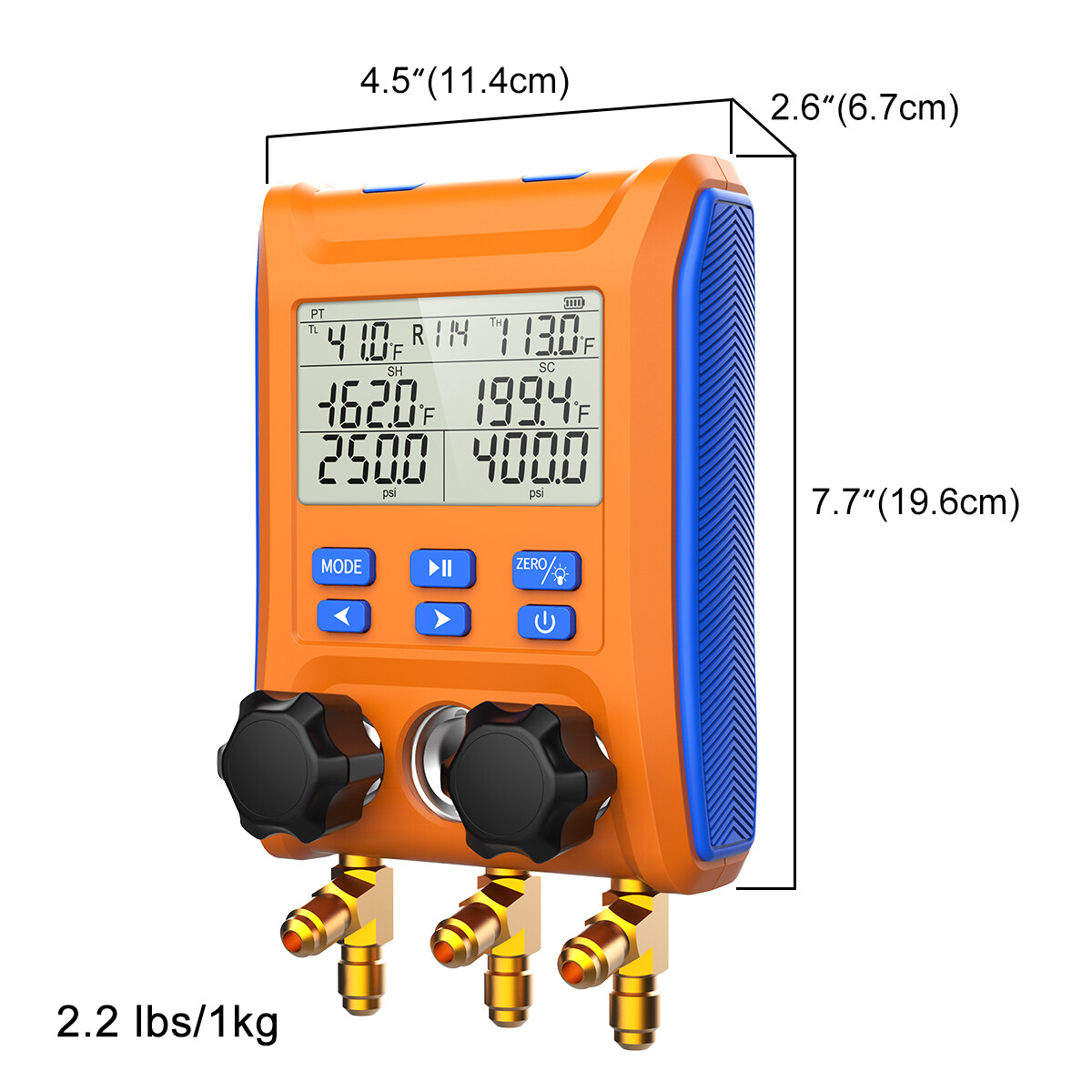 Elitech LMG-10 Digital Manifold Gauge Refrigeration Pressure Vacuum Temp Gauge