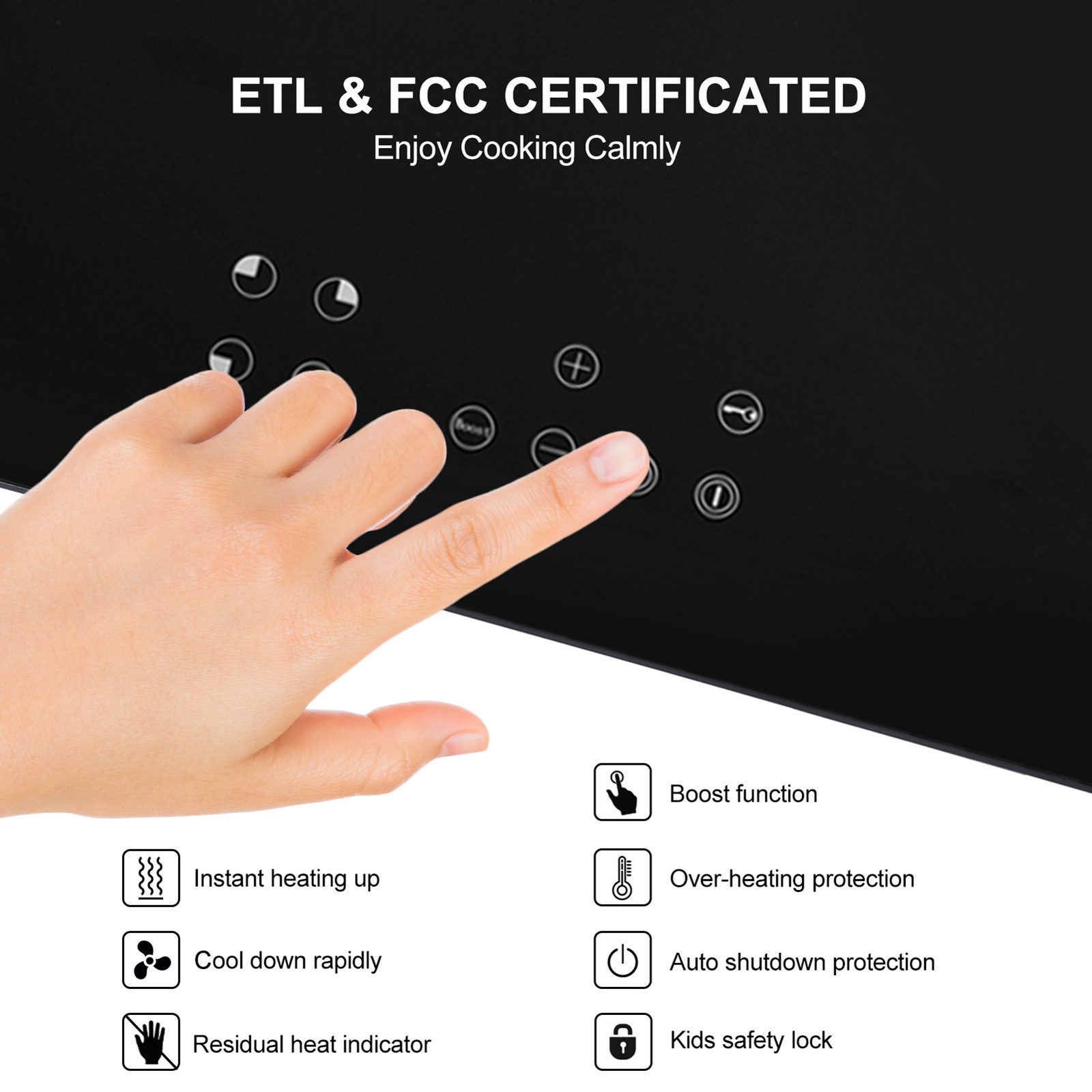 8000W Commercial Induction Cooker 4 Burner Cooktop Touch Control Brand New