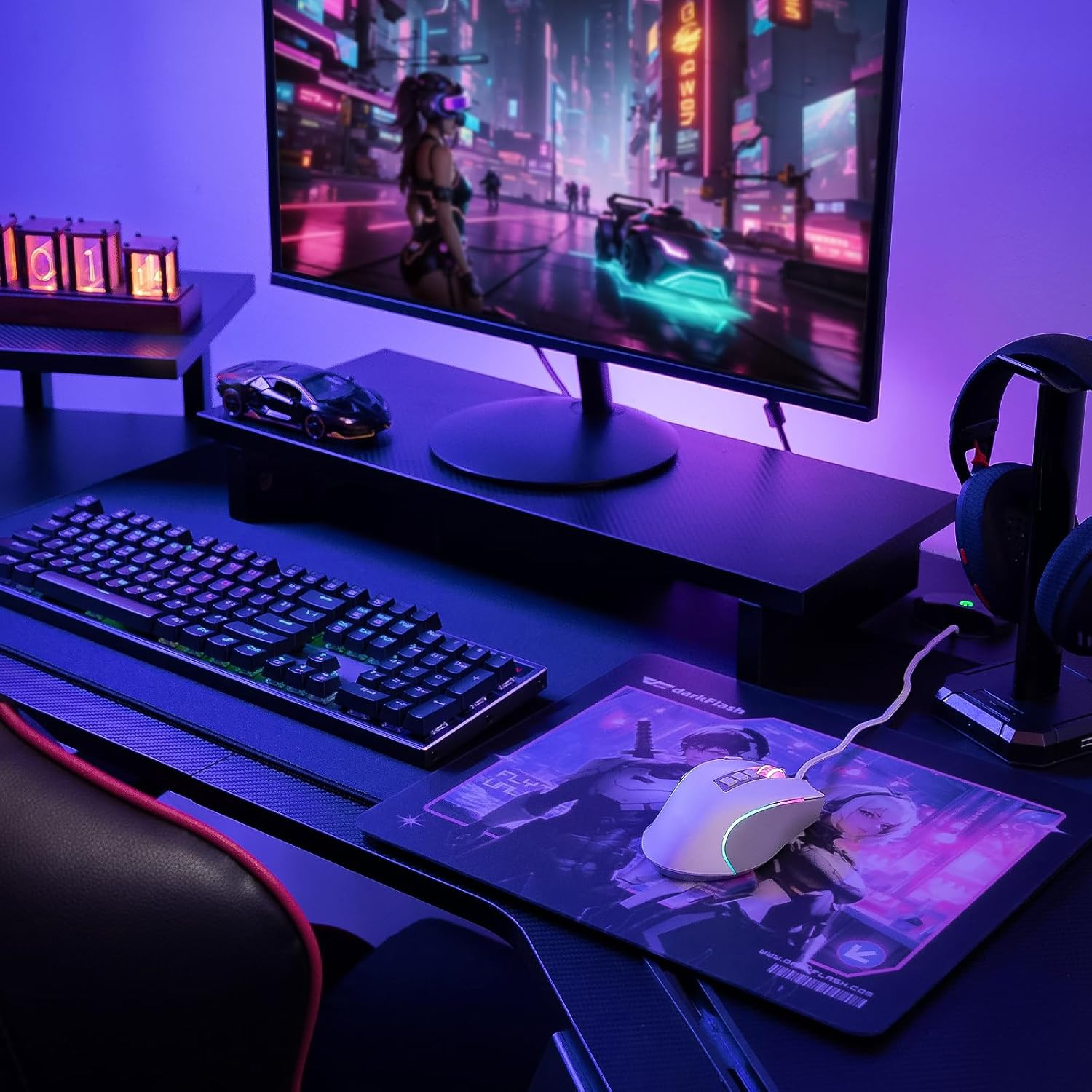 Darkflash Glass Mouse Pad 13.8×11.8 Inch, Ultra-Smooth Tempered Surface, Precisi