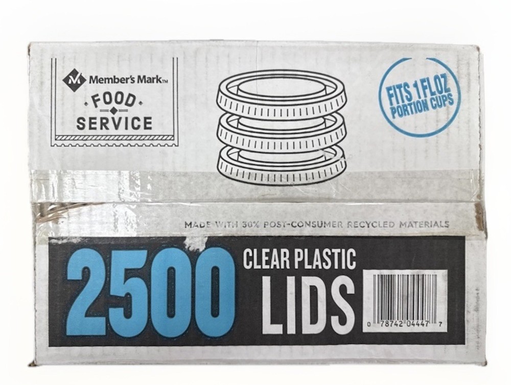 2,500Ct Member's Mark Clear Portion Translucent Plastic 1 OZ Container Lids