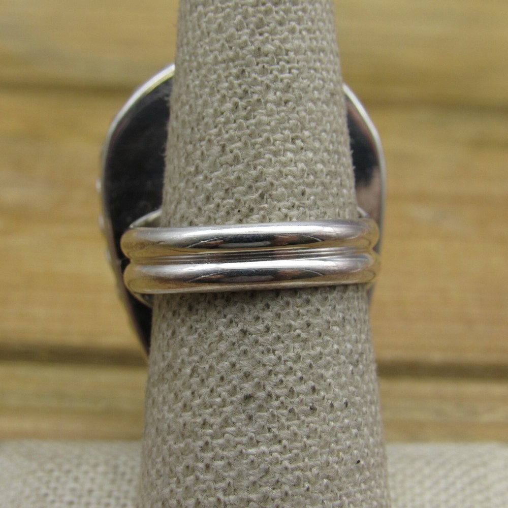 Sterling Silver Snowflake Obsidian Statement Ring Size 8.5 by Jose Campos