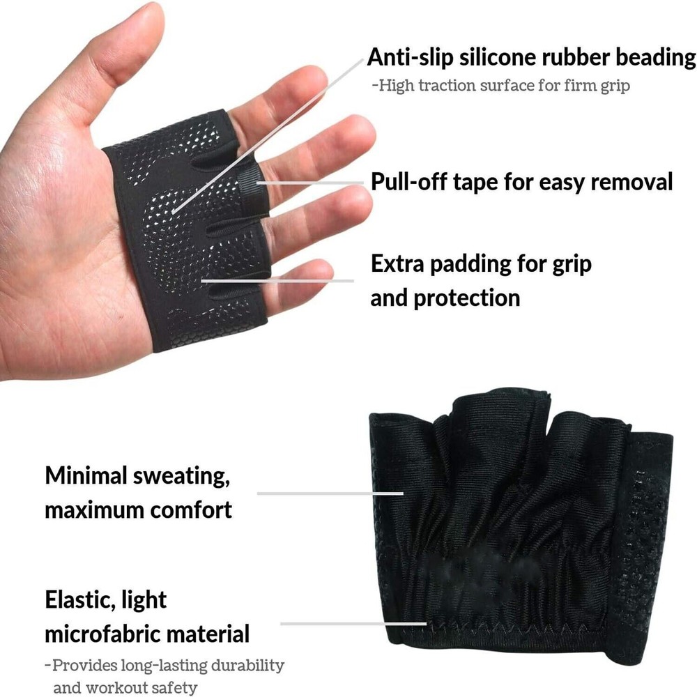Workout, Pull Ups, Rowin Fabric Exercise Gloves for Heavy Weight Training