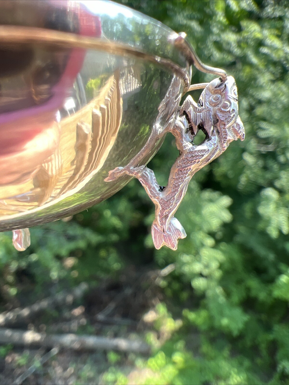 Antique Chinese Sterling Silver Dragon Salt Cellar Bowl VERY OLD GOOD CONDITION