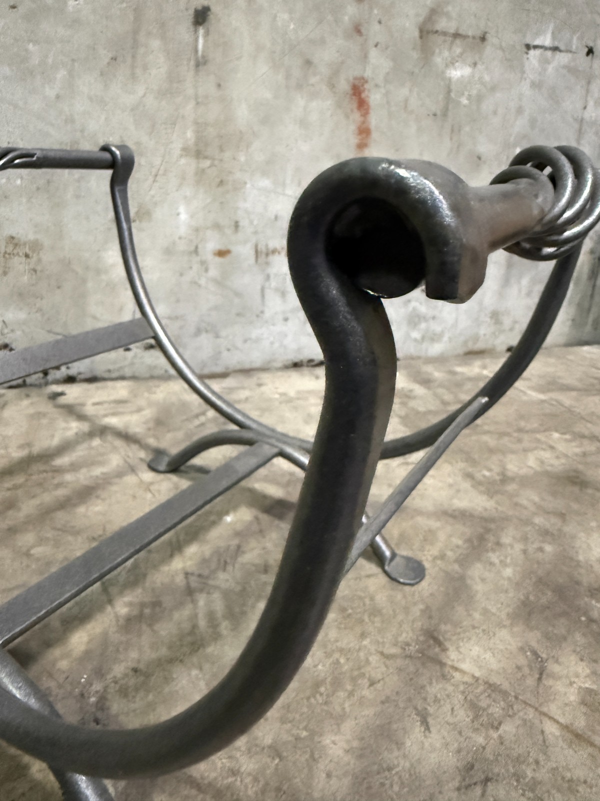 Vintage Wrought Iron Log Holder Fireplace Rack Twisted Scroll 20.5”