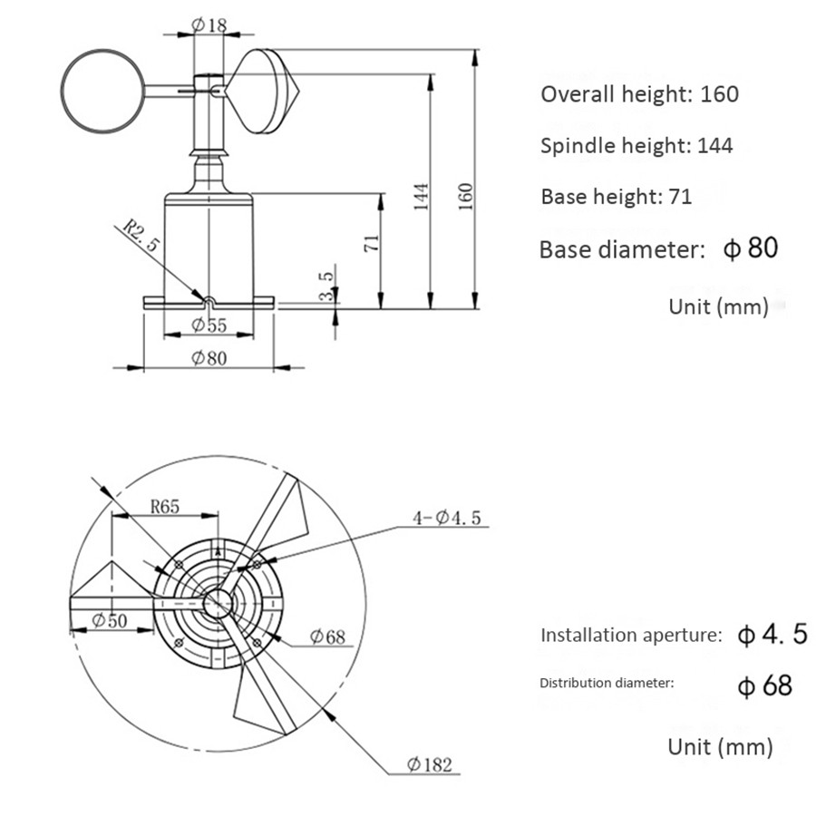 0-70M/S Wind Speed Sensor Ambient Output Pulse Type Three Ta9136