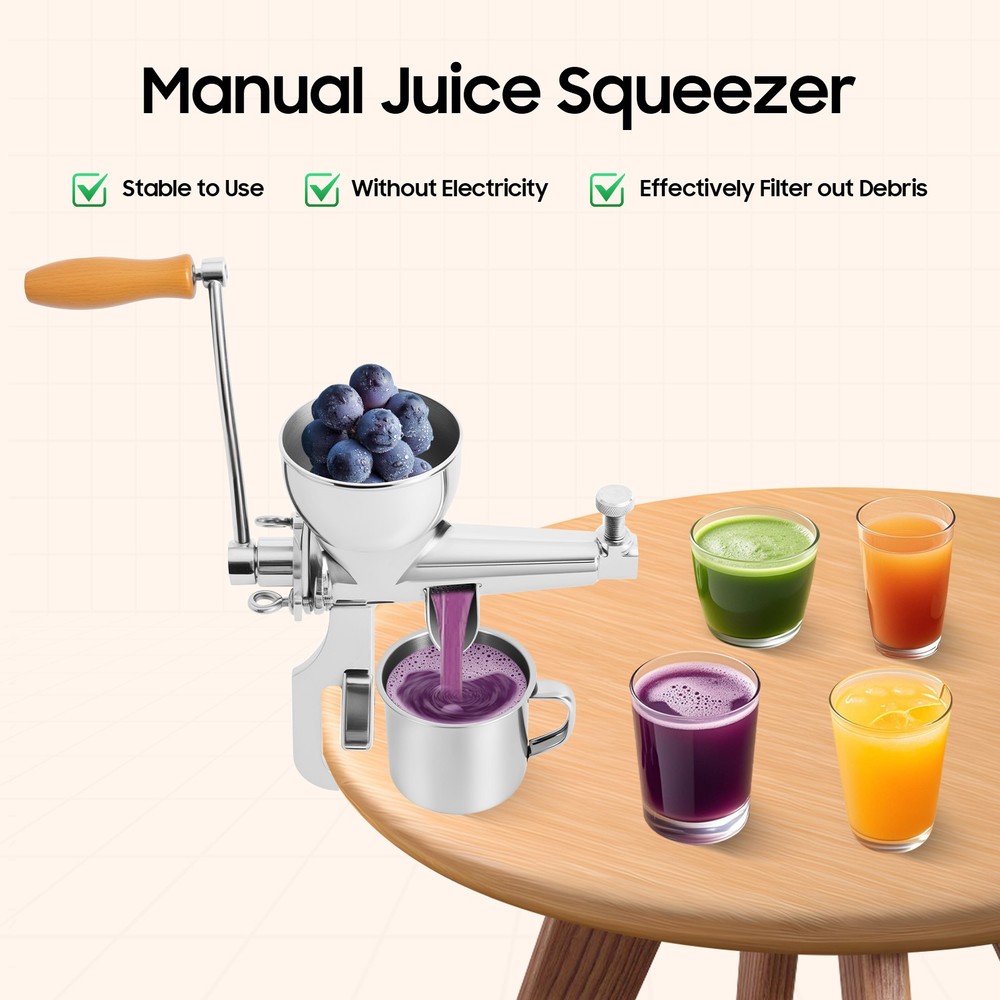 Manual Wheatgrass Juicer Hand Press Wheat Grass Fruit Juicing Extractor Silver