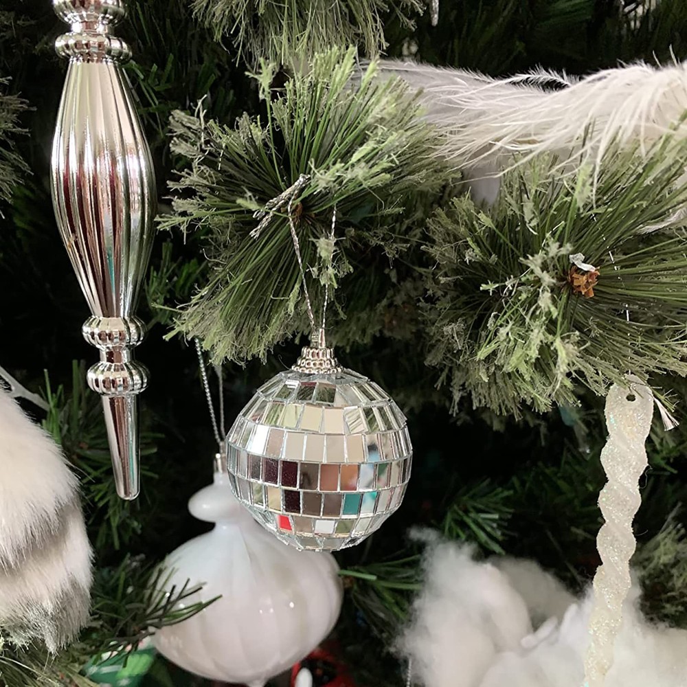 40 Pack Mirror Disco , 2 Inch Silver Hanging Disco Light Mirror with Attached...