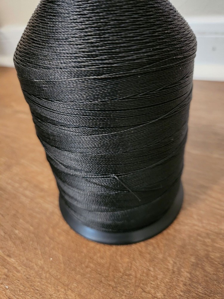 6 Black Polyester Bonded Thread #207, Tex-210, 16OZ / 1LB spool x 6