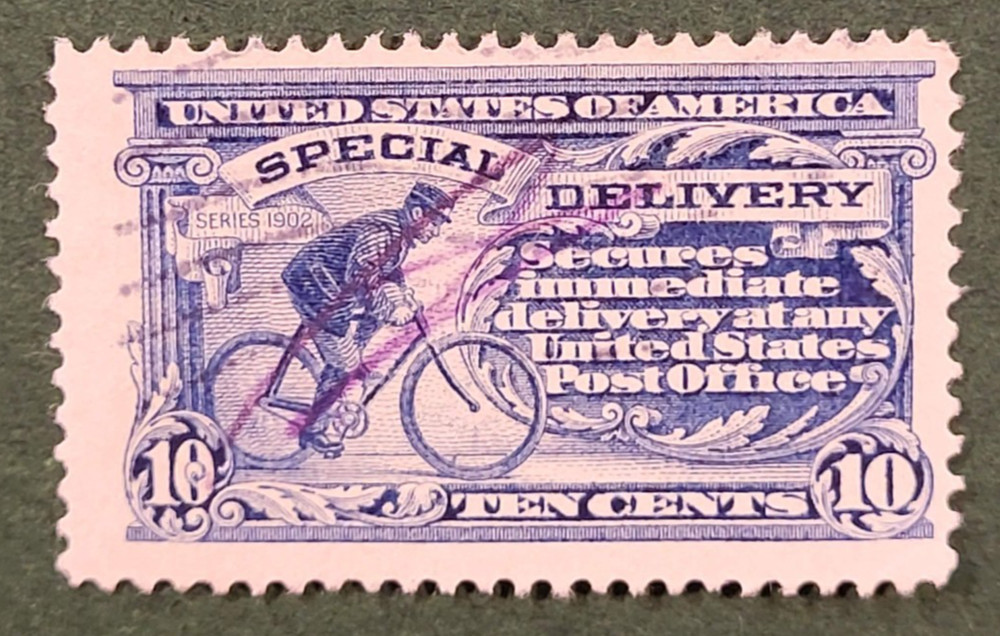 US  E8, perf. 12, pen cancel, used