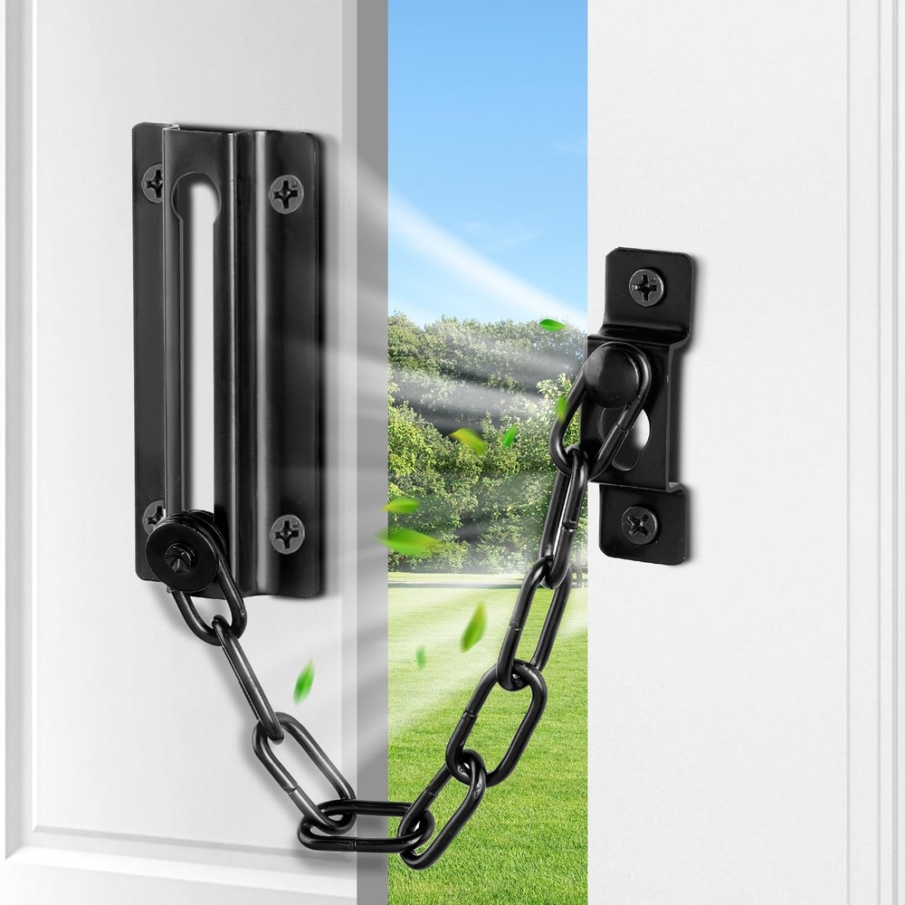 Fitoon 2 Pack Door Chain Lock Black, Security for Inside Door,...