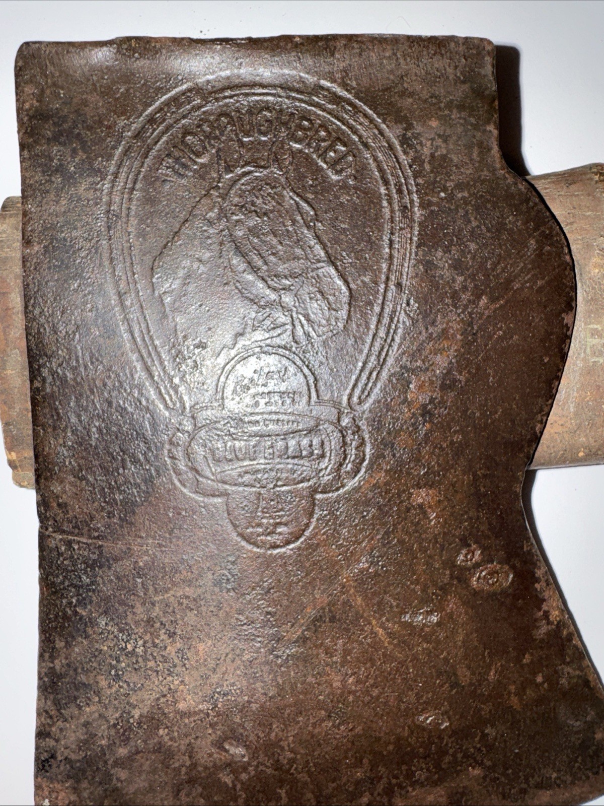 Vintage Embossed Belknap Blue Grass Single Bit Ax Thoroughbred Model